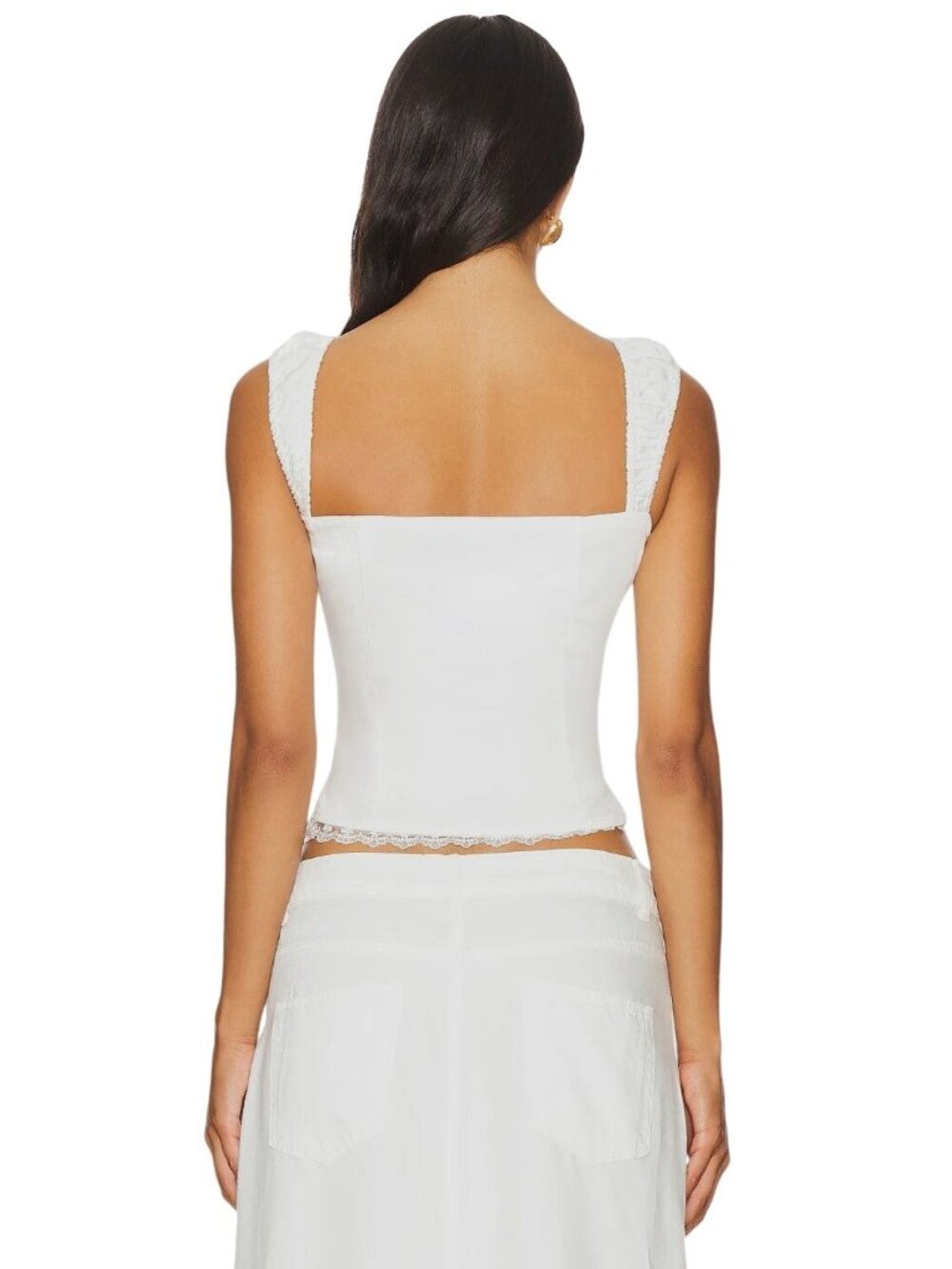 LIONESS Palmer Corset in Porcelain White Small New Womens Sleeveless Tank Top - Picture 2 of 15